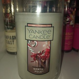 12 oz yankee candle in the scent “North Pole”